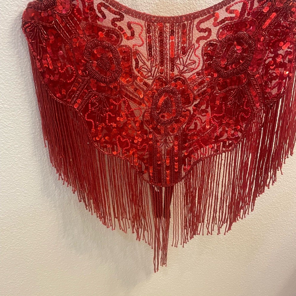 Red Shaw Shoulder Throw. Sequin Fully Embellished. - image 2